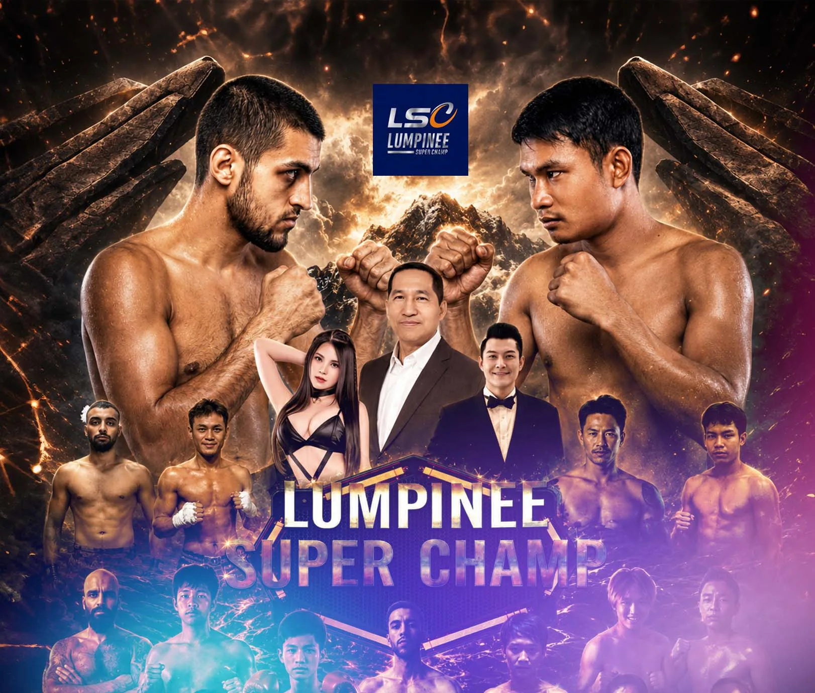 LSC Lumpinee Super Champ Muay Thai fight night at Lumpinee Boxing Stadium Bangkok